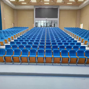 Silla moderna de tela para auditorio, cine, iglesia, empresa, conferencias, multifuncional, con marco de metal y tablero plegable para escribir. - Product Image 2