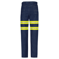 Pantalon de travail en denim de coton durable pour hommes, grande taille, coupe décontractée, respirant, haute visibilité, pour la construction et le transport