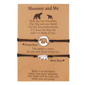 Châu Âu và Hoa Kỳ ngày của Mẹ Món quà gấu thẻ Vòng đeo tay thép không gỉ rỗng gấu dệt cha-con Vòng đeo tay - Product Image 1