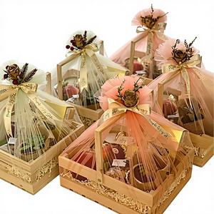 Cesta de Madera con Asa Ecológica Hecha a Mano para Regalo de Boda, Cesta de Embalaje para Frutos Secos y Dulces, Tamaño Personalizable - Product Image 1