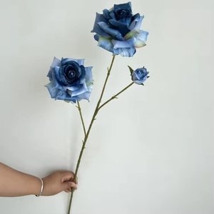 Venta directa de fábrica, flores artificiales al por mayor, 3 rosas artificiales grandes de seda, decoración para bodas y fiestas - Product Image 2