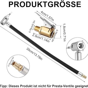 Adaptador de manguera para inflar neumáticos, 35 cm, válvula de 8 mm, conector de aire para inflador de neumáticos de coche, para neumáticos sólidos. - Product Image 5