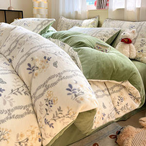 Housse de <span class=keywords><strong>couette</strong></span> en <span class=keywords><strong>polaire</strong></span> corail épaisse pour l'hiver, <span class=keywords><strong>double</strong></span> <span class=keywords><strong>face</strong></span>, <span class=keywords><strong>polaire</strong></span> moelleux, ensemble de quatre pièces, drap de lit <span class=keywords><strong>double</strong></span>, drap housse, <span class=keywords><strong>couette</strong></span> - Product Image 4