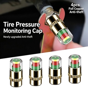 Capuchons de valve de pneu Air Alert 4 pièces/lot, indicateur de pression 2,4 bars, antivol, jauge d'air à 3 couleurs avec alerte visuelle - Product Image 2