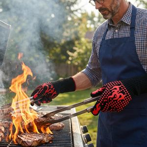 Gants de barbecue et de four imprimés résistants à la chaleur extrême, en silicone et coton, de qualité alimentaire, pour la cuisine, la cuisson et la manipulation des casseroles - Product Image 5