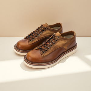Amei Kaki – Chaussures décontractées d'été pour hommes, style motard vintage américain, en cuir véritable, rehaussantes, respirantes, à lacets, antidérapantes - Product Image 1