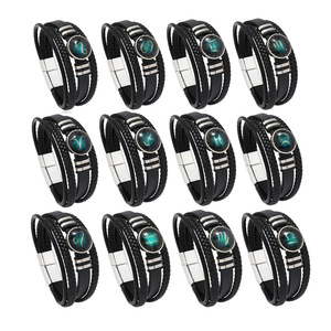 Offre Spéciale 12 Bracelet en cuir du zodiaque pour hommes de haute qualité cadeau de mode Bracelet de bijoux du zodiaque - Product Image 2