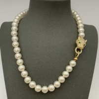 Collier de perles de verre de haute qualité belle conception de bouton léopard bijoux à la mode pour dames pour cadeau d'anniversaire