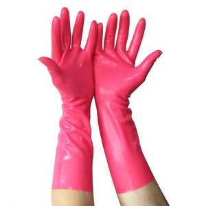 Guanti sessuali lunghi rosa neri grandi riutilizzabili da donna Sexy guanti in lattice senza polvere Fetish - Product Image 5