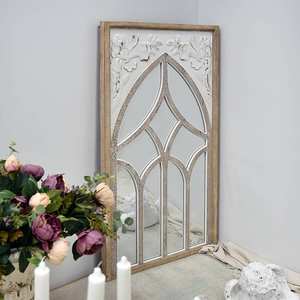 Espejo de Pared Rectangular de Madera con Tallado Floral, Estilo Rústico Vintage para Decoración del Hogar, Venta al Por Mayor - Product Image 2