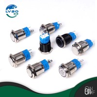 Interrupteur à bouton-poussoir en métal de 19 mm, étanche, en acier inoxydable, avec éclairage LED, momentané ou à enclenchement, symbole d'alimentation, 12V 24V 220V