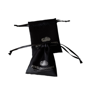 Biểu Tượng Tùy Chỉnh 7X9Cm Màu Đen <span class=keywords><strong>Satin</strong></span> Dây Kéo Vòng Đeo Tay Túi Lụa Túi Cho Bông Tai Cho Quà Tặng - Product Image 5