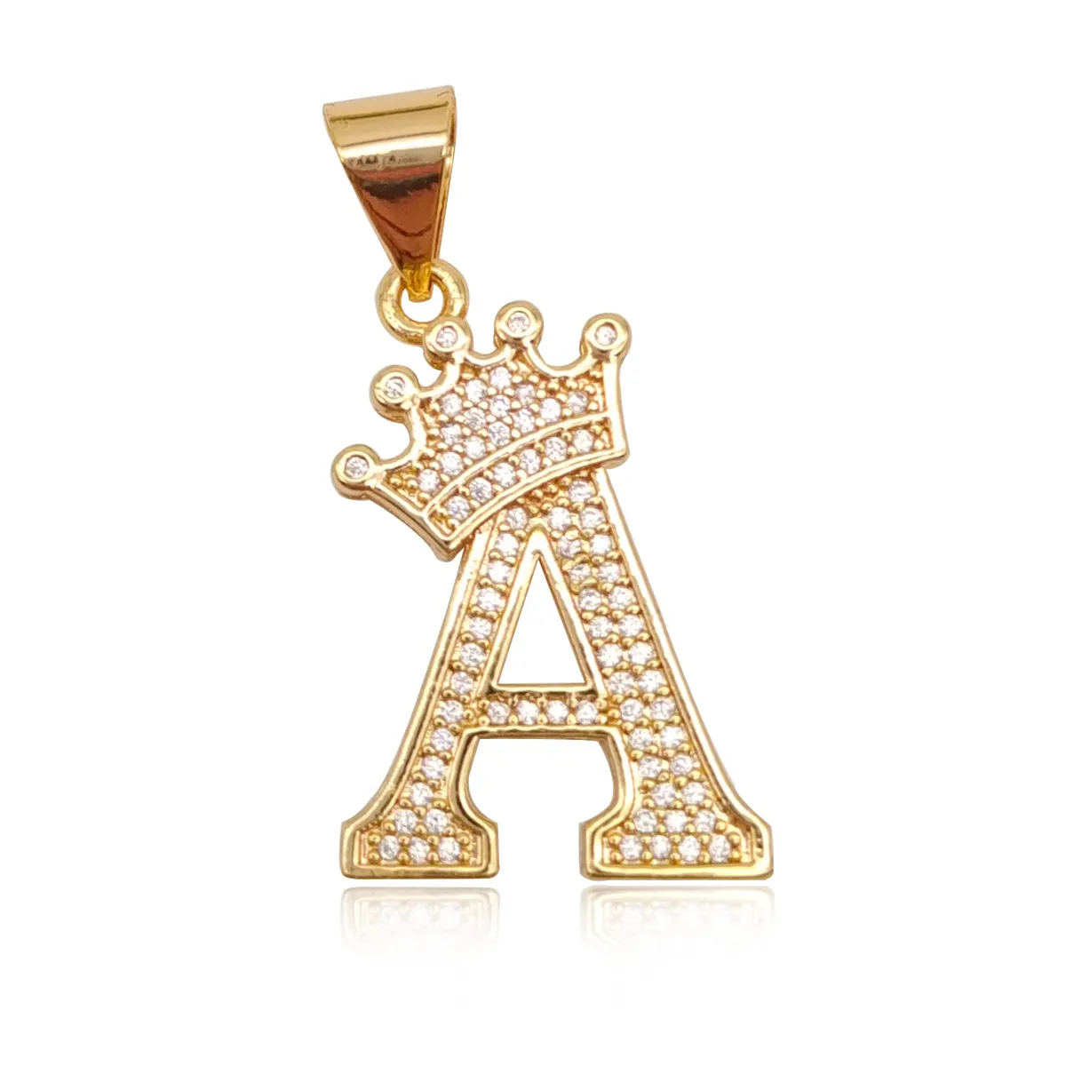 Name Jewelry Copper Zircon A-Z Crown Alphabet Pendant Punk Hip-Hop Style Fashion necklace initial letter charms