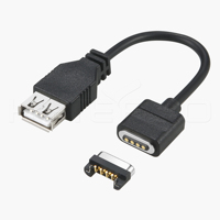 Cable Magnético HYTEPRO M590 Negro de 4 Pines Pogo a USB A Hembra, TPE 0.15M, Carga y Sincronización de Datos, RoHS para Dispositivos IoT Industriales