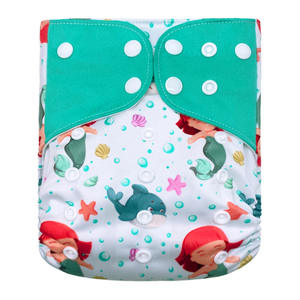 Popok kain bayi motif serat mikro, dapat dipakai ulang, popok saku tahan air ramah lingkungan, Panel perut sayap Tab padat - Product Image 2