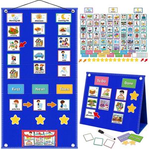 Tablero de Horarios Visual, Rectangular Grande, de Plástico, Vista Diaria, Patrón Horizontal, para Niños con Autismo, Gestión del Tiempo, Regreso a Clases, Moderno - Product Image 1