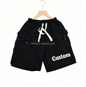 Pantalones Cortos Cargo para Hombre con Logotipo Personalizado, Cintura Elástica con Cordón, Transpirables, de Poliéster, Casuales, Tipo Bermuda, con Bolsillos - Product Image 1