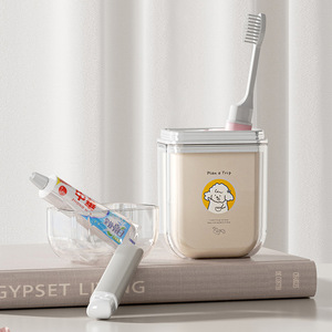 Travel Toothbrush Cup Set Portable ABS Toothpaste Holder With Lid For Adults Travel Oral Care Storage Box - Product Image 4