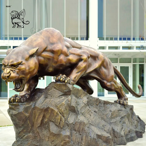 BLVE 수제 주조 실물 크기 골동품 황동 구리 야외 정원 동물 조각 청동 포효 호랑이 동상 - Product Image 6
