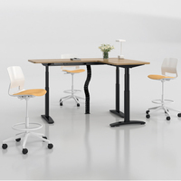 Bureau d'angle en forme de L réglable OMNI avec contrôleur de mémoire, bureau d'angle réglable en hauteur