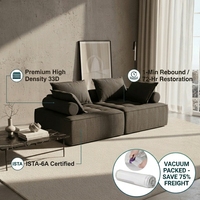 Ensemble de canapés modulaires compressés sous vide |   50% de Frais de Transport Maritime Économisés |   Canapé en tissu en forme de L/U, combinaison libre, villa, canapé-lit 3 places