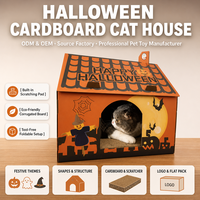 Maison pour chat d'Halloween personnalisée, grande, style gothique, en carton, lit pour chat, griffoir, maison pour chat pliable, décoration d'Halloween