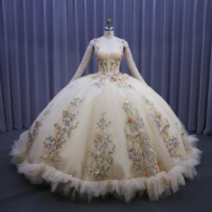 sachin and babi light blue dress Champagne Quinceañera Dresses | Long, Gold & Off-the-Shoulder Champagne  Gowns main image 1