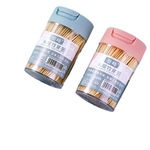 Palillos de Dientes de Bambú Desechables de Doble Punta, 11 cm, en Frasco Rosa y Azul, 300 Unidades, Lisos, Sin Astillas, Fáciles de Usar - Product Image 4