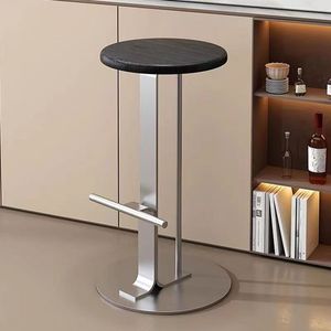 Taburete de <span class=keywords><strong>Bar</strong></span> Moderno y Sencillo de Acero Inoxidable y Madera con Estructura de Hierro, Taburete Alto Comercial para Exteriores para Conjunto de <span class=keywords><strong>Bar</strong></span> - Product Image 1