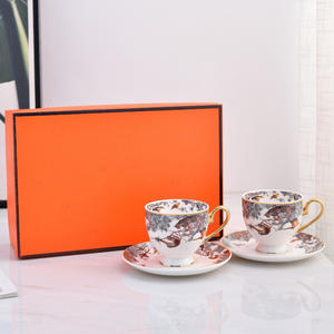 Nouvelle conception, luxe nordique, ensemble de 2 tasses et soucoupes, tasse à café en porcelaine fine - Product Image 6