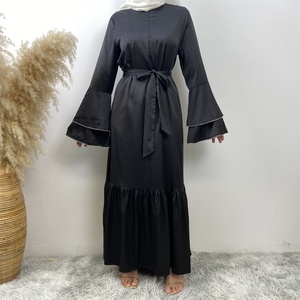 6789#B Fashion 2024 High Quality Thin Satin Muslim Clothing Hot Summer Long <b>Dress</b> With Diamond - Product Image 4
