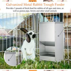 जे-एमटेक खरगोश भोजन फीडर 4 पीसी टिकाऊ अभिनव चुंबकीय शीर्ष कवर डिजाइन स्वचालित गैल्वेनाइज्ड स्टील खरगोश फीडर ट्रफ - Product Image 3