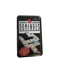 Dominos en plastique blanc de haute qualité, double six, dans une boîte métallique, jeux de dominos