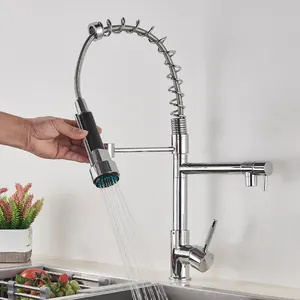 ZW rubinetti per lavello da cucina a doppio manico in ottone rubinetti per filtro a due vie estrarre i rubinetti della cucina