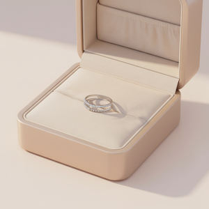 Bague de fiançailles en or blanc massif 18 carats avec diamant naturel véritable, design double anneau creux, petite taille, très populaire - Product Image 4