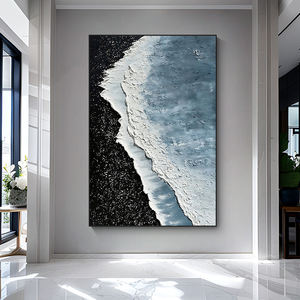 Quadro Moderno Tridimensionale Fatto a Mano con Paesaggio e Texture di Onde da Spiaggia, Decorazione da Parete per Corridoio - Product Image 3