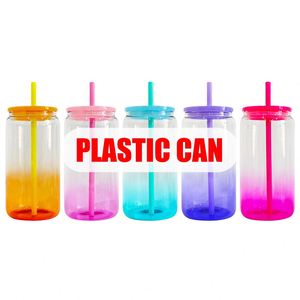 Ready to Ship 16Oz Ombre Jelly Colored Can Shaped Plastic Cup Uv Dtf <b>Wraps</b> for <b>Vinyl</b> - Product Image 1