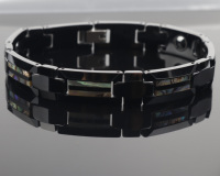 POYA-Bracelet en céramique noir pour hommes, 10mm, avec incrustation de coquille d'ormeau, en tungstène, prêt à être expédié