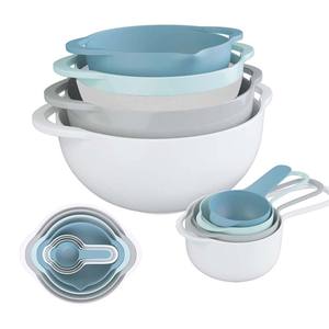 घोंसले के शिकार कटोरे 8 टुकड़ा मिश्रण का कटोरा सेट सहित 2 मिश्रण कटोरे, 1 कोलंडर, 1 Sifter और 4 हैंडल के साथ मापने कप - Product Image 1