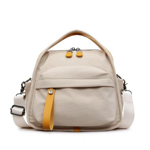 Mochila de lona de bloque de color con múltiples compartimentos Bolso de hombro individual o doble convertible - Product Image 4