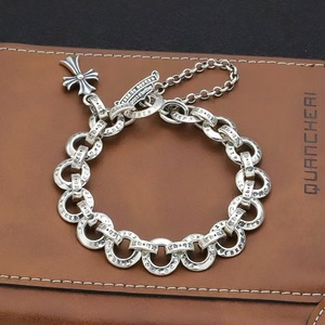 <span class=keywords><strong>Bracciale</strong></span> Vintage a Croce Fatingna per Uomo, Placcato <span class=keywords><strong>Argento</strong></span>, Gioielli alla Moda, Braccialetti con Lettere Personalizzate, Catena a Maglie - Product Image 3