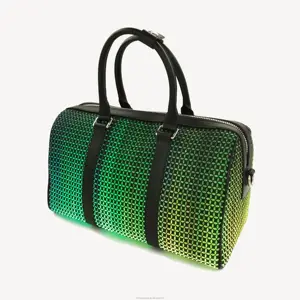Fiber Optic Fabric Jacquard Tote Bag OEM Strap - Cosmetic LED Light Sling Bag Pack - Geometric Luminous Smart Bag Women Zipper