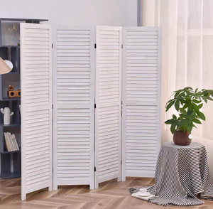 <span class=keywords><strong>Paravent</strong></span> en <span class=keywords><strong>bois</strong></span> opaque pliable à quatre panneaux, moderne et écologique, avec cadre en chêne massif <span class=keywords><strong>blanc</strong></span> pour la décoration murale du salon - Product Image 4