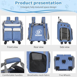Transportín 3 en 1 para Perros y Mascotas con Ruedas, Impermeable, Plegable, Mochila <span class=keywords><strong>de</strong></span> Poliéster, Carrito, Diseño <span class=keywords><strong>de</strong></span> Malla Transpirable - Product Image 4
