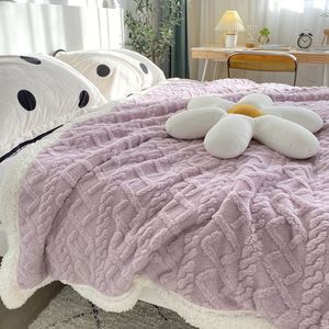 Manta Jacquard con espalda de Sherpa de franela Extra cálida moderna, manta de lana Polar súper suave de poliéster 100% para dormitorio