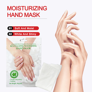 Masque pour les <span class=keywords><strong>mains</strong></span> à l'acide hyaluronique pour une hydratation intense - Traitement hydratant en forme de gants avec extrait de lait et d'algues - Repulpe les <span class=keywords><strong>peaux</strong></span> <span class=keywords><strong>sèches</strong></span> - Product Image 1