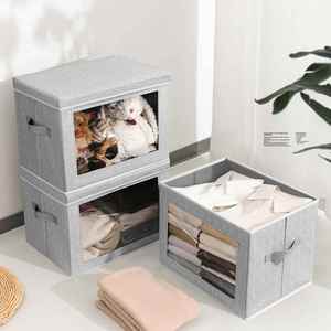 Cubes de rangement en tissu, boîtes de rangement décoratives, paniers, organiseurs de placard, bacs de rangement avec couvercles pour la maison et le bureau - Product Image 4