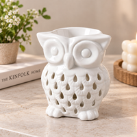 Vente en gros : Brûleur d'arômes en céramique blanche en forme de hibou pour cire fondue et huiles essentielles, support de bougie chauffe-plat pour la décoration intérieure