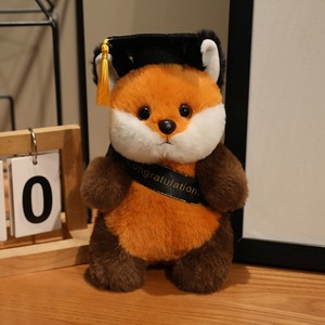 Graduation Cap Plush Dolls: Fox, Husky and <strong>Panda</strong> Designs with Bandanas or Sashes - Product Image 2