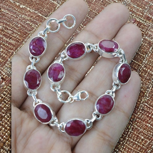 Adjustable <b>Rose</b> Gold Plated 925 Silver Charm Bracelet with Ruby Wedding Gift - Product Image 2